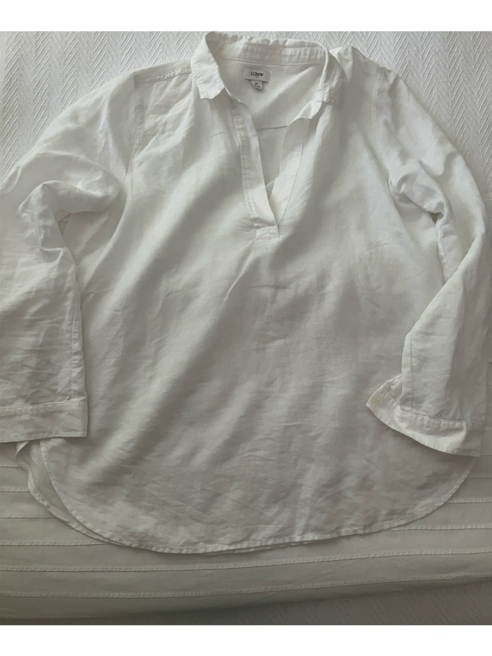 J. Crew Factory White Linen Tunic/Popover Top